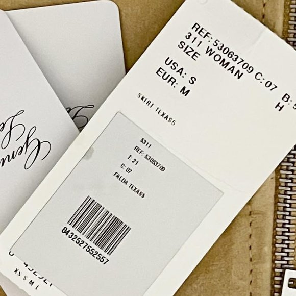 MNG MANGO Beige Tan Full Front Zip Leather Suede Skirt NEW WITH TAGS - Picture 6 of 8